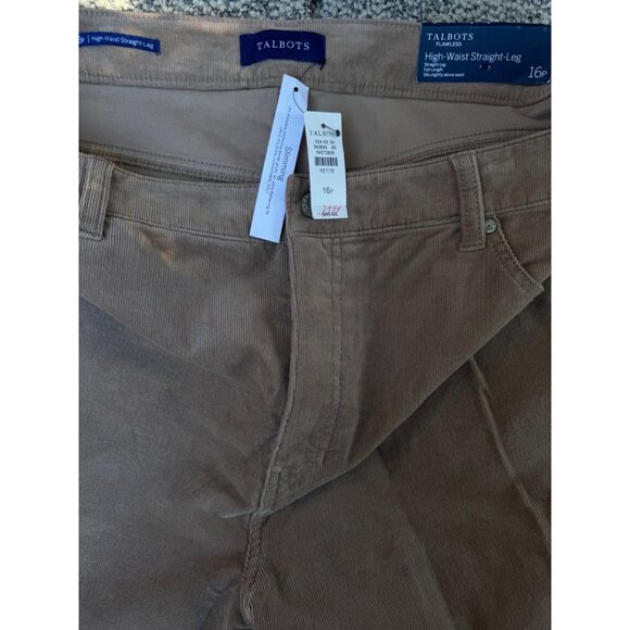 NWT Talbots Women's 16P Flawless High-Waist Straight-Leg Pants Corduroy tan Brow - Picture 11 of 11